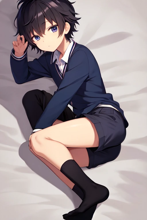 masterpiece, Highest quality, so beautiful, Absurd,Anatomically correct body,One boy, Male Focus, Ikari Shinji, Neon Genesis EVANGELION,View your viewers,Half naked,Black shorts,
