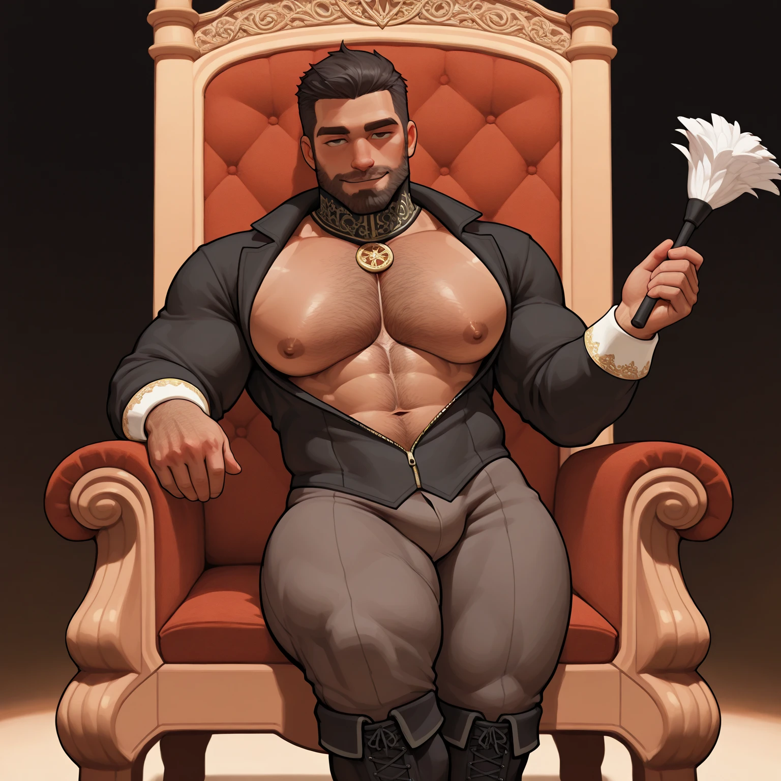 ((best quality)), ((masterpiece)), (detailed), a young man, beard, wearing black suits, big dick, big balls