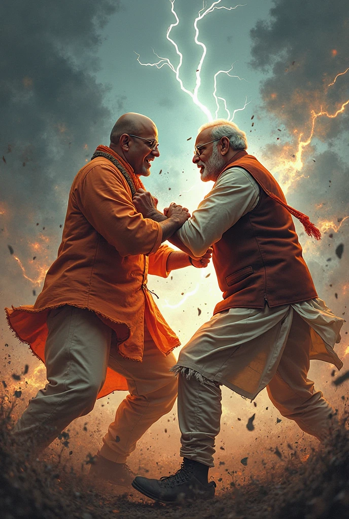 Brock Lesnar fighting with yogi Aditya Nath 