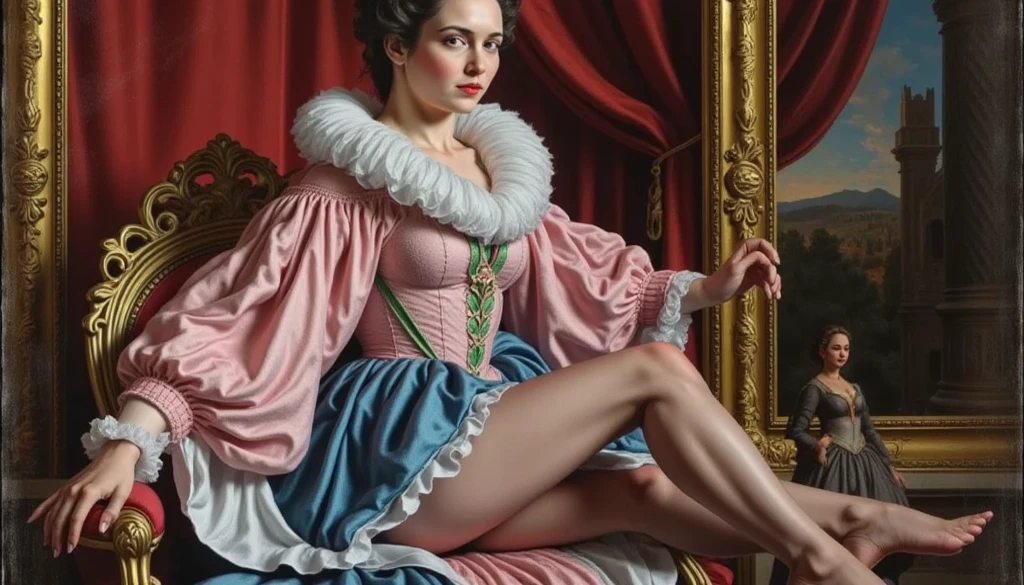 A painting in the style of Lucas Cranach, Venus wearing knee-high socks, high resolution, high quality, masterpiece, fetish