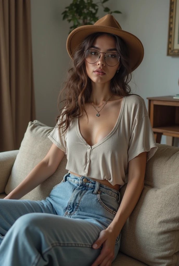 Teen schoolgirl upskirt slut cav girl brown curly hair nerdy glasses slutty tease horny