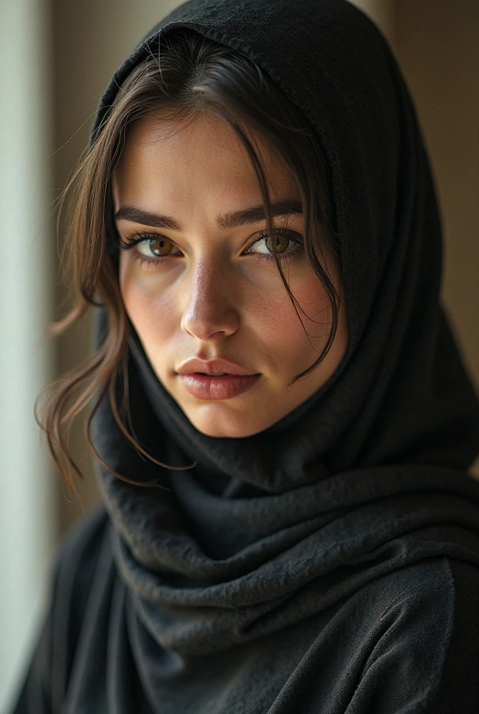 Half body shoot 1/3 a hijab-wearing woman Russia malay, beautiful detailed eyes, beautiful detailed lips, extremely detailed face and skin.(( Nude full body. Black nipple. Big nipples)). Dark nipple. , Doggystyle fuck. ???????. Reverse fuck.long eyelashes, serene expression, natural lighting, color tones, cinematic composition, highly detailed, hyper realistic, masterpiece, 8k, photorealistic. Squeeze . Nude body.