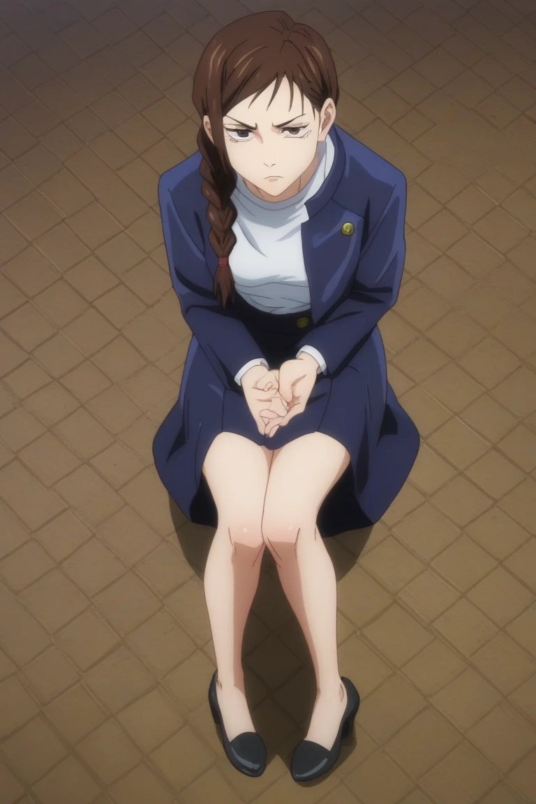 best quality,4k,8k,highres,masterpiece:1.2),
Chocolate brown hair, lilac eyes,
,white shirt,collared shirt,necktie,sweater vest,
pleated skirt,
socks,
shoes,
night,school,corridor,hiding,