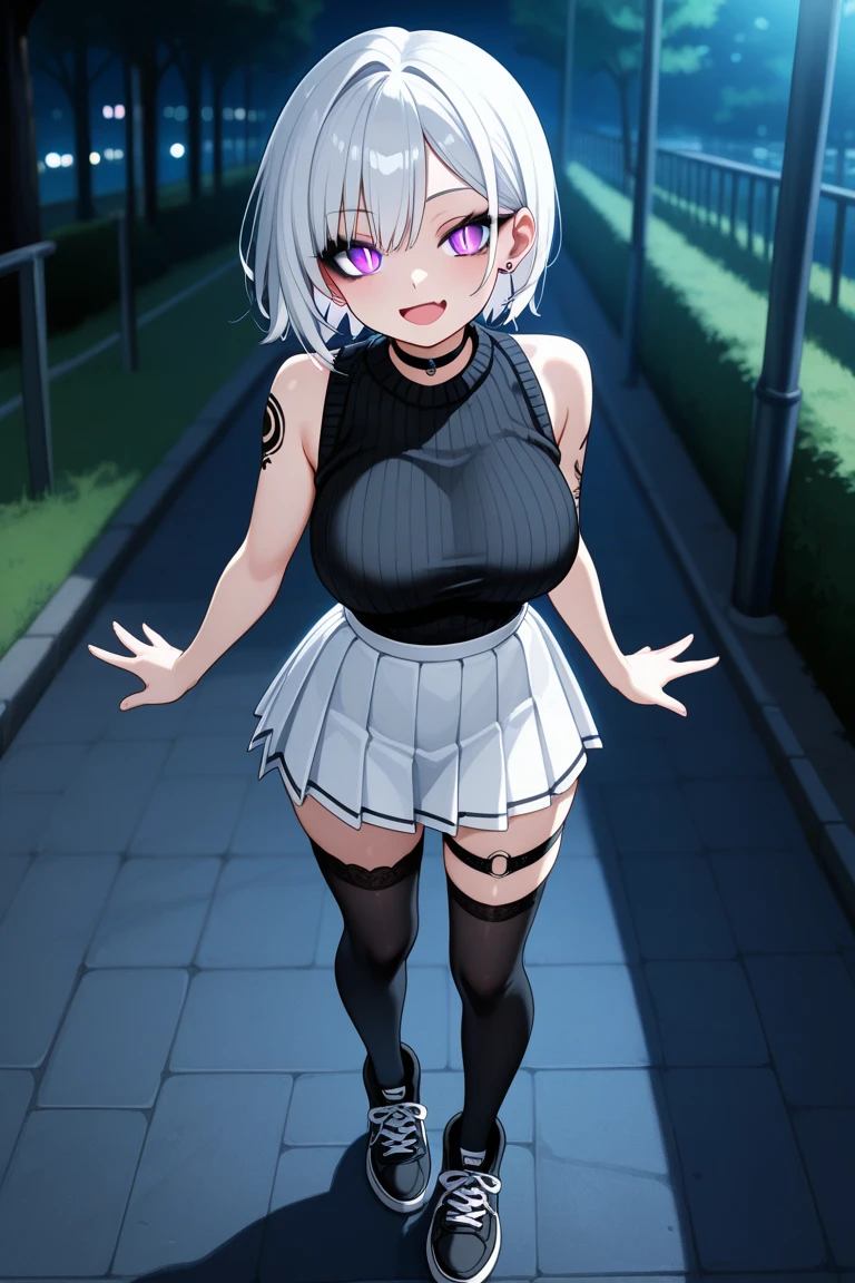 (Highly detailed:1.3),1girls,(opening legs widely),(Leaning forward heavily),(Place your hands between your legs),(star-shaped pupils),1girl in, Solo, (A smile), (Innocent smile),cute little,(so sexy),ultra-detailliert, (hight resolution:1.1), Best Quality, (masutepiece:1.3), Cinematic lighting, plump thighs, night sky full of stars, Tattered ruins,Short Bob Cut Hair,sitting on,(up on the face),white hair,Do not show underwear