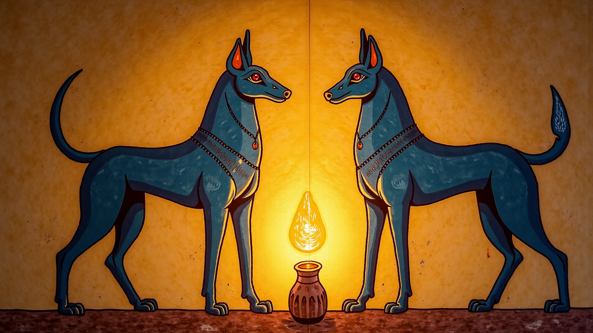 anubis, muscular, Nipples, navel, male chest, naked, paws, full length, Eyes looking at us, Golden Nipple Piercing, pool and columned Roman style, no not what in the background, smile on your face, big long dick, golden penis piercing, jerk off your dick with your hand,