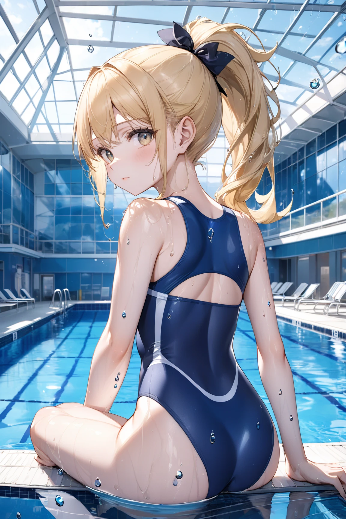 1girl, ruby hoshino, (yellow hair:1.5), long hair, (pink eyes:1.5), sidelocks, (Star pupil in left eye:1.3), (Pink right eye:1.3),
BREAK (school swimsuit:1.2), swimming suit, medium breasts, Naked, Exposed skin, Wet skin, (blush:1.2), (put one's hands on one's hips:1.2),
BREAK (School swimming pool:1.2), Outdoor swimming pool, (solar:1.2), Clear skies,
BREAK looking at viewer,
BREAK (masterpiece:1.2), best quality, high resolution, unity 8k wallpaper, (illustration:0.8), (beautiful detailed eyes:1.6), extremely detailed face, perfect lighting, extremely detailed CG, (perfect hands, perfect anatomy)