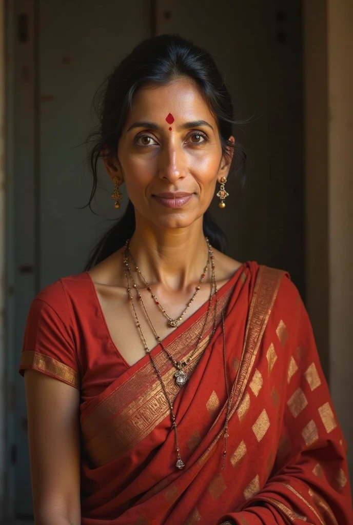 Indian aunty showing cleavage by standing down naked, oversized brest, erotic, seducing, malif, pussy, sexy facial expressions , indian traditional lady, aunty, closeup photography, prime lens cinematic, professional full nude big tit no saree no bra