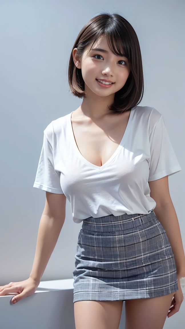 ((Full nudity))、A smile full of happiness、((looks happy:1.3))、１８Old beautiful girl、Breathless face、Missing、sweating、Excited facial expression、short hair、Glasses、(highest quality),8k,(Tabletop:1.3),(1 girl:1.3),(Medium chest:1.3),Realistic,High resolution,Highly detailed face and skin texture,A vivid face,Original photo,((Beautiful expression:1.5)),(beautiful beautiful girl:1.4),Perfect Body Proportions,Whitening the skin,Shiny skin,((Highly detailed face)),Attention to detail,double eyelid,Attention to detail,Professional Lighting,Cinematic Lighting,Focus Sharpening,((Sporty style)),((Light, Light-colored clothing)),Brightly colored T-shirts,Short skirt,((Vibrant,Active,Liveliness)),((I can see her naughty panties)),((Exposing your thighs)),(Sexy pose:1.3),on the road、((The shirt is see-through)),Blonde、Big ample breasts、