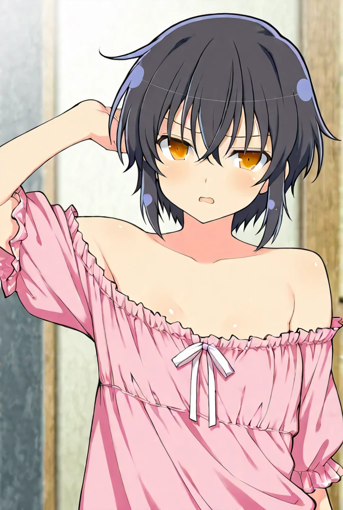 Suzumiya haruhi、short hair、naked、Crying face