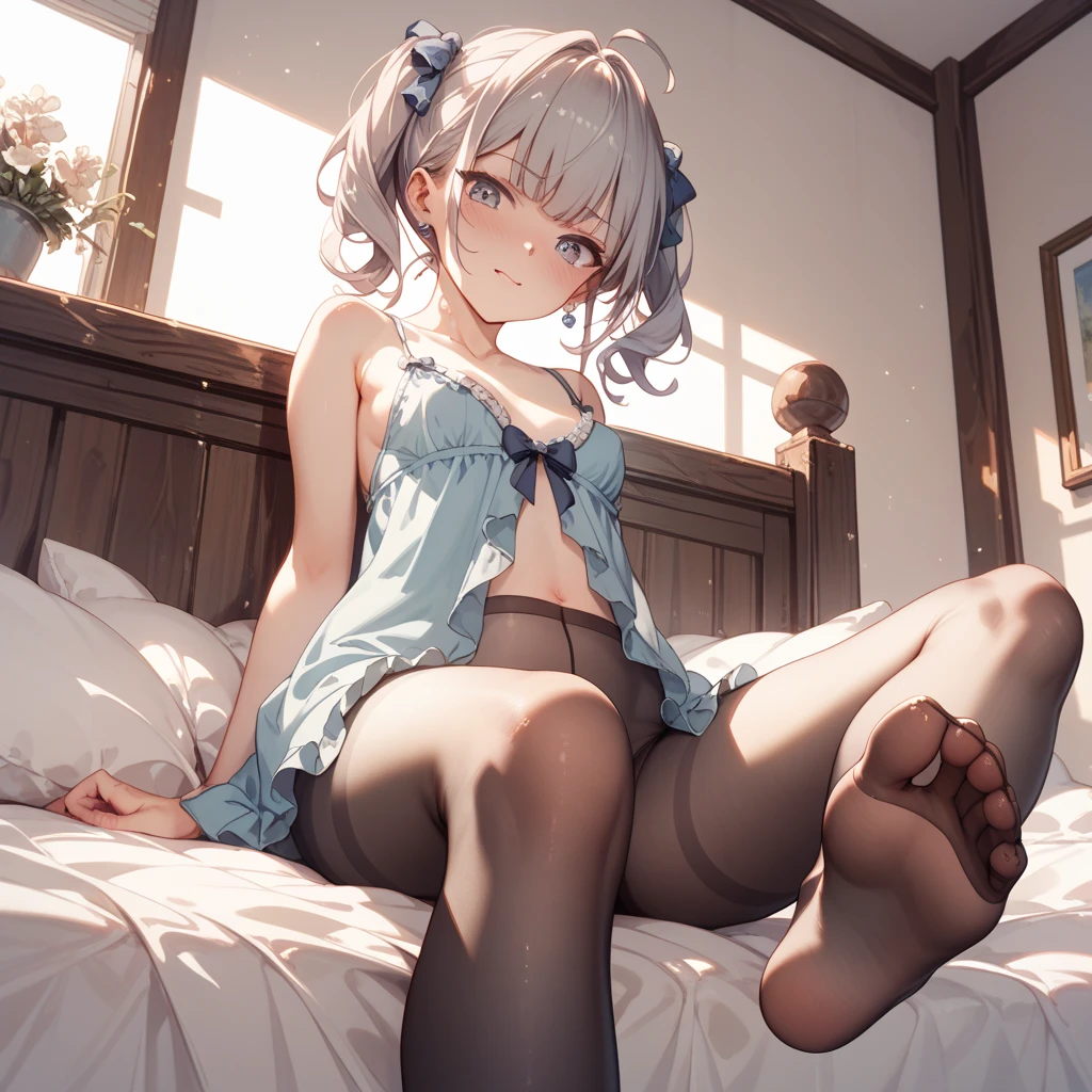 foot fetish, white stockings, feet, short white caret hair, high detail