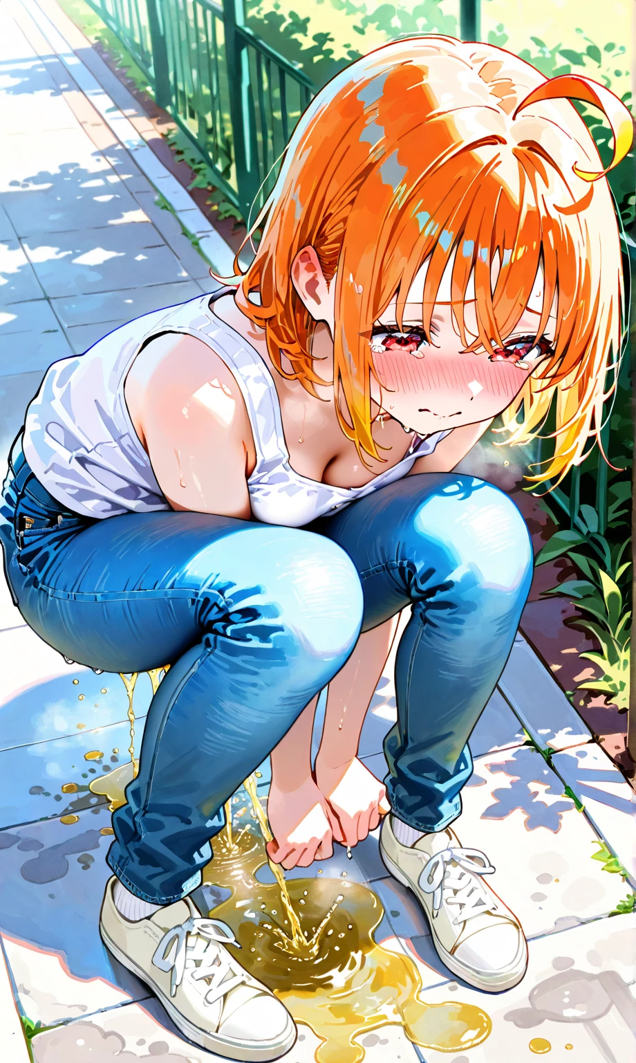 Best and highest quality, masterpiece, detailed,
memcho,
Open your mouth, A slight blush, :3, smile,
short hair, Blonde, Multicolored Hair, Aqua Eye, Blunt bangs, horn,Standing naked, Looking at the audience,
(Day:1.2), garden, Outdoor,

,nsfw,(ecstasy:1.3) ,(slut:1.2),(vulgarity:1.3),(fucked silly:1.1),(steam:1.1),(wet:1.2),(trembling:0.8),(tears:0.9) ,(drooling:1.1),(sweat:1.1),