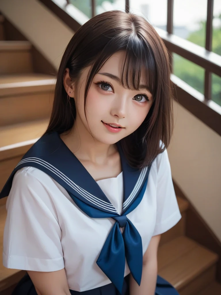 high quality、masterpiece、Ultra-high resolution、beautiful girl、beautiful girl顔、Cute girl face、Wear a sailor uniform、School Swimsuit、Lesbians around the world、Famous Japanese actresses、Very beautiful face、Beautiful breasts、sexy、Twin tails、Huge breasts、Too big、Saggy breasts、whole body
