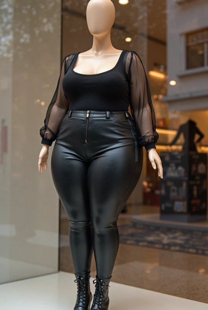 2 heads,Photo of a 50-year-old woman with brown hair, a captivating gaze, Brown eyes, Wrinkles on her face, Black pantyhose,Black High Heel Boots,She wears very sexy lingerie underwear、、Revealing her large sagging breasts, Light makeup and red lips. 32K