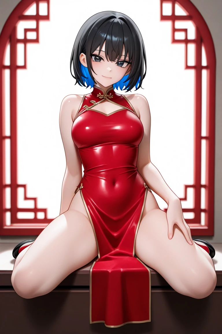 1girl, solo,((toddler)), (little female ,10yo,wide hip:1.3),gigantic breasts, oppai,((sagging breasts:1.3,breasts apart:1.3,hanging breasts:1.3)),
(short, , chibi:1.2), nsfw,revealing chinese ,china dress, (fusion of chinese_dress and highleg leotard:1.5),(wearing doctor's white gown),(((Chinese traditional patterns print on leotard))),Rose hair clasp,skindentation, white Clothes, ((no panties,exphosed groin)),white_background, absurdres, highres,akane, TendouAkane, ,cowboy shot,