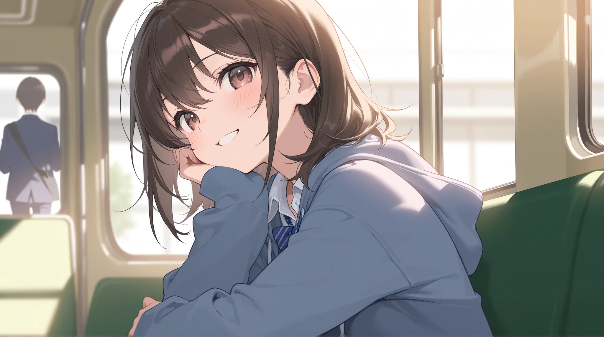 Very detailed、(8k, RAW Photos, highest quality, masterpiece:1.2), (Very detailed 8k wallpaper),shape、Professional Lighting,Sharp focus, Written boundary depth、
Browsing Caution、Clear Eyes、Perfect Anatomy、With a girl、、Cute girl、Micro hort sleeve serafuku 、(blush:1.5)、、Black Hair、From the back、
