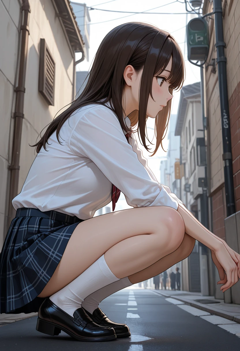 (((("Três garotas de 17 yr old.)))) The first has long yellow hair and green eyes.. The second has white Bob hair and blue eyes. The third has long red hair and red eyes.. wearing school uniforms. The background is a high school."(best qualityer, 8k, 32 mil, work of art, ultra HD,:1.2),CRU, 3 girls,ultra cute , natural lighting,olhos Ablazes transparentes, 17 yr old,Medium chest ,skin fair ,Ruddy face,dynamic lighting, In the stairs, ((schoolar uniform)), crawling position on hands and knees, Closing your legs, moccasins, NSFW, in the middle of the stairs, Ablaze, Show panty, White or blue panties