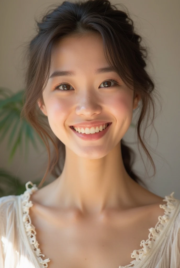 One person, Gaze, Black Hair, High resolution, modern,Character portrait, smile, Large Breasts, smile, Light blush,
High resolution, 18-year-old,Lace shirt,Side Ponytail, 