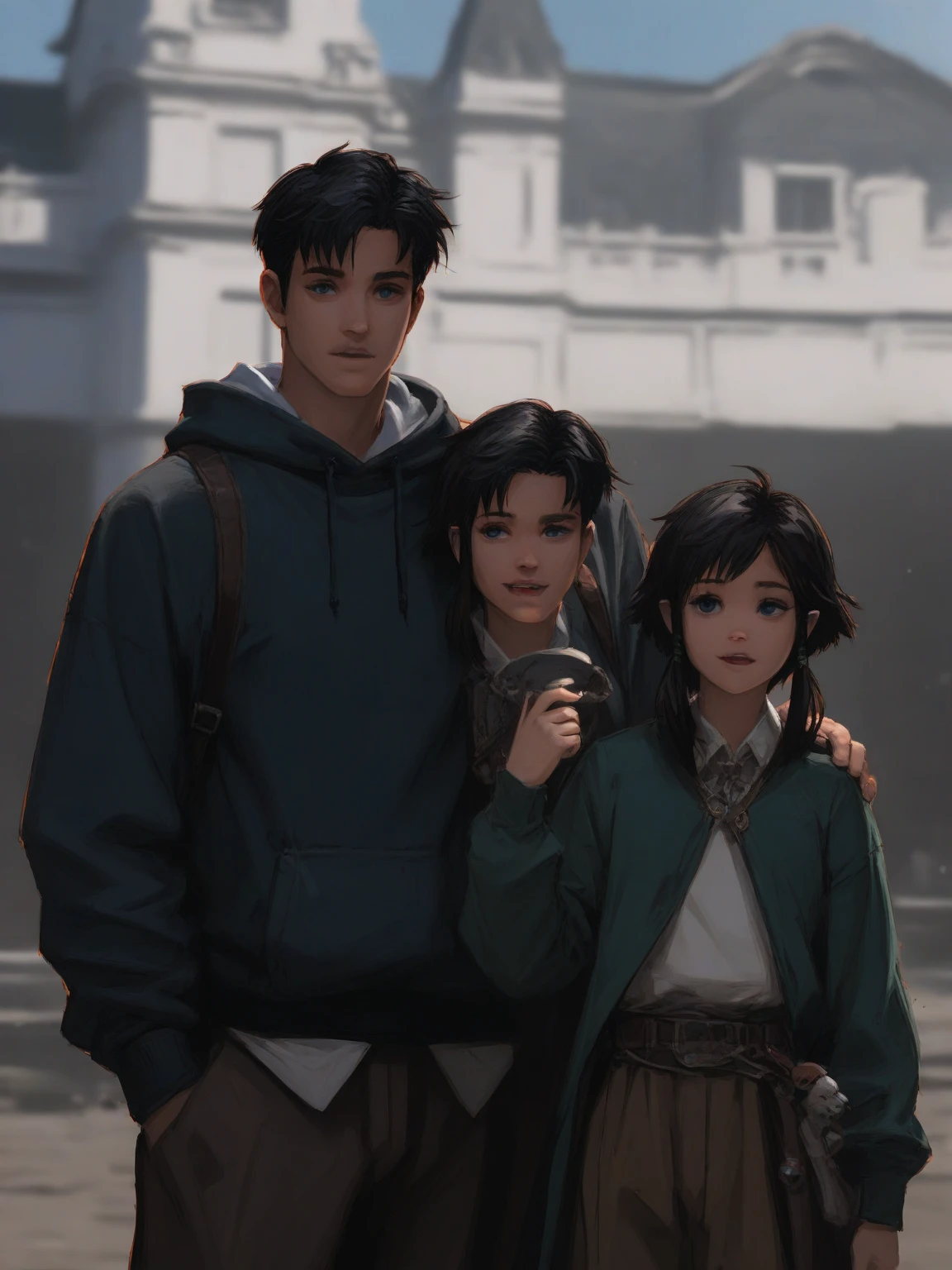 highest quality,masterpiece,超A high resolution,Perfect Anatomy,(Faithfulness:1.4),RAW Photos,smile,Children of short-haired boys,Woman with long hair and 2 year old boy with short hair,a woman and small boy, Mom and short-haired son,Gorgeous Mother And Smiley Boy,(Big tree々Parks with)(((Big treeの後ろに隠れている母)))、(hide and seek)Cowboy Shot,Cinema Lighting,Fashion model parents,Adorable,, (Browsing Caution:1.2)、(Black-haired baby looking for his mother)、(Long-haired mom and short-haired son)、(A mother in a navy blue jacket and her son in a grey jacket)