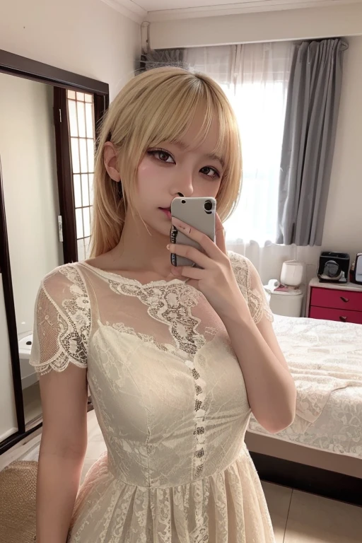 8k, (Top Quality, Masterpiece: 1.25), (Fidelity: 1.3), 1 girl, Japan 40 years old, Weight 55kg, 155cm, Short hair, Blonde mesh, Big, Lace panties, Round face, Check skirt, Angry face --auto --s2