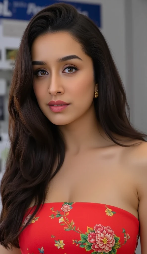Gorgeous Bollywood supermodel, upper half body of (A hyper-realistic), (illustration), (high resolution), (8K), (highly detailed), smile, smiling, (The best illustration of beautiful detailed eyes), (top-quality), (ultra-detailed), (masterpiece), (beautiful attractive face), long hair, Earrings with bangs, ((2o year old Indian beautiful girl)), (((wearing traditions bikini, bra, penty))) , (((Glamorous body))) , Elegant Pose, Seduction pose, Looking at the camera, classroom in background, blackboard in background, Big boob, plus size breast, big chest, 