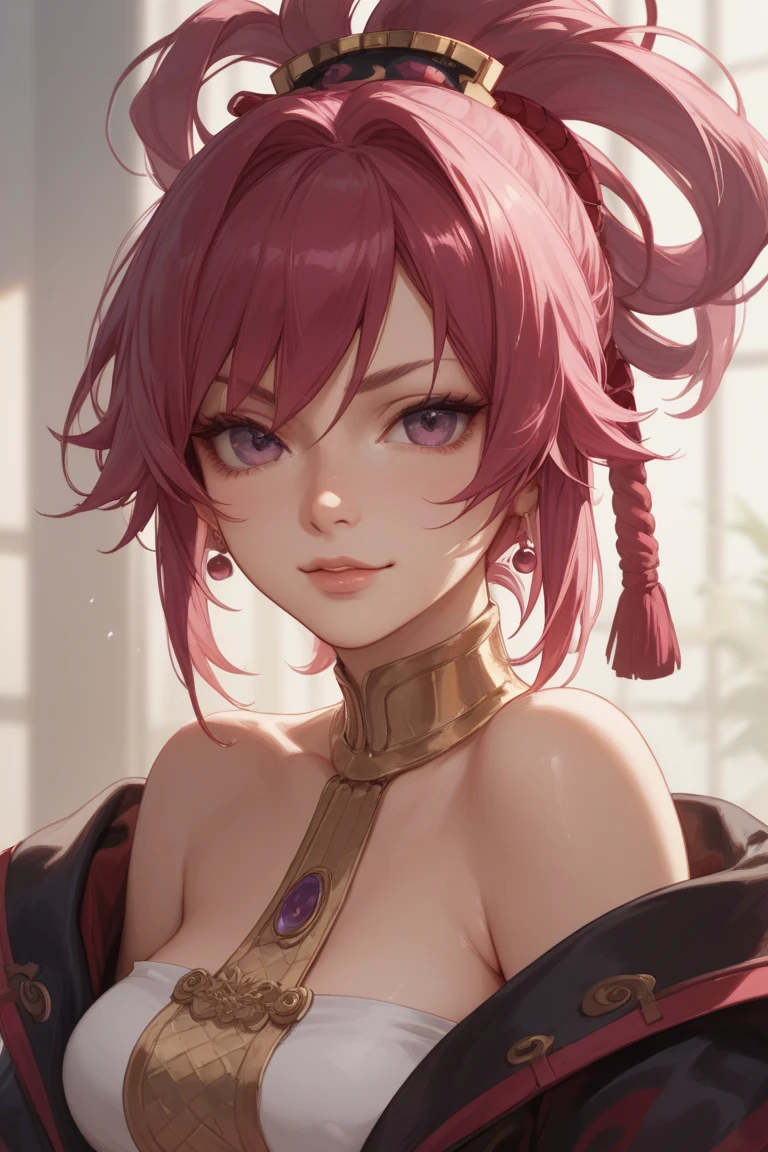 Changli, huge breasts, 1girl, correct anatomy, BREAK, ((masterpiece, highest quality, best quality, official art, beautiful and aesthetic: 1.2, extremely detailed, fractal art: 1.3, colorful, highest detailed, HDR, vivid visual effects)), BREAK, ((Detailed eyes, Detailed face, Detailed eyes, perfect face)), BREAK, seductive look, grinning,