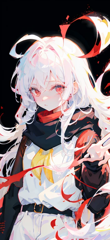 アニメ, girl, face, red eyes, completely damaged clothes