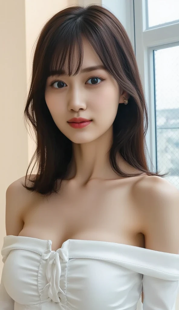 masutepiece, Best Quality, Illustration, Ultra-detailed, finely detail, hight resolution, 8K Wallpaper, Perfect dynamic composition, Beautiful detailed eyes, doress,Medium Hair, mid-chest, Natural Color Lip, Random and sexy poses,Smile、Full body painting、Open legs