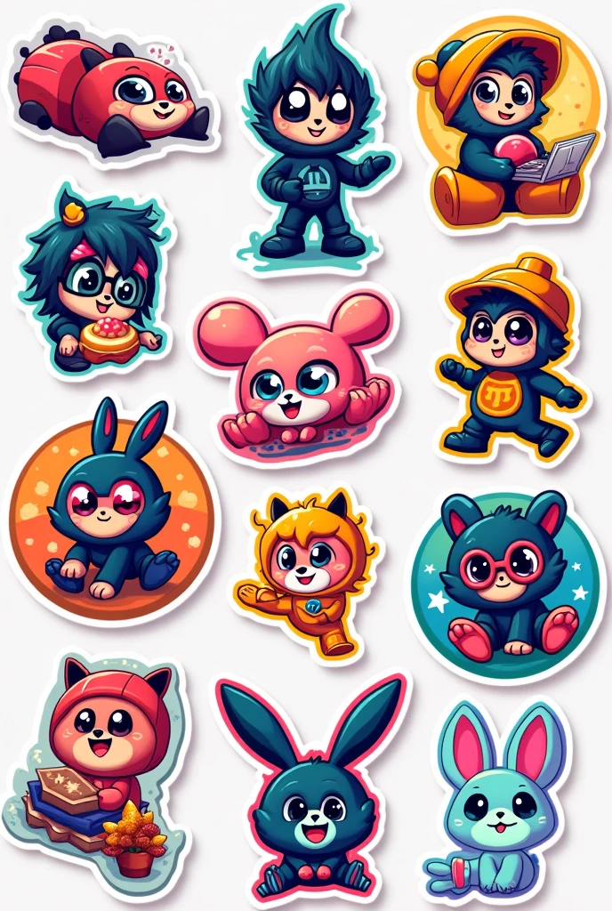 ((die_cut sticker)) colored punk animal illustration, die_cut sticker in style of vector-art