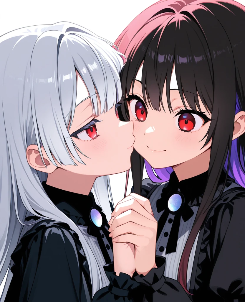 Cheongsam black-haired loli,Kiss,White-haired cheongsam loli