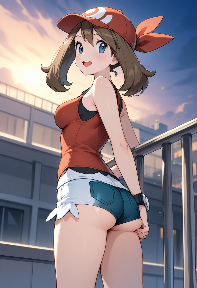 ((sexy girl ,young)) ,nsfw, glamorous, slender, may, pussy, tube top, moistened eyes,blush, prostitute, slutty outfit, makeup, eyeshadow, city, nipple bulge in top, micro skirt, ass, bandana, big ass,