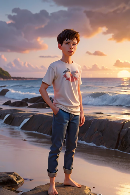 /Imagine: Boy in red shirt and red cap, Jornada, determination, Mar, Barco, Aventura, Horizonte, Oceano, Determinado, Coragem, Sonhos