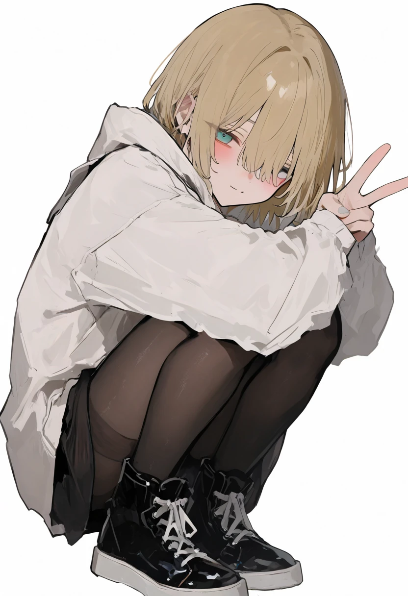 score_9, score_8_up, score_7_up, source_anime, anime_screencap, 1girl, black sweater, hair covering eyes, eyes seen through hair, short hair,
