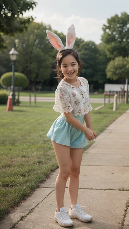 Portrait photo of a young girl, (laughing:0.7), posing, look at a camera, pink ponytails hair, complex city background, backlit, (cinematic:1.5), epic realistic, hyperdetailed, insane details, intricate details, accent lighting, soft volumetric light, bokeh, (dramatic light:1.2), (neutral colors:1.3), cross process