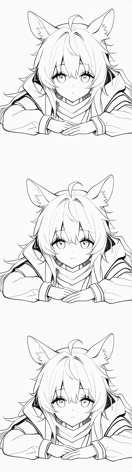 Vstick,best, 1girl, solo, ponytail, 1girl, short hair, fox ears, animal ears, (animal ear fluff:1.3), large breasts, cleavage, simple background, white background, <lora:VStickXL:1>