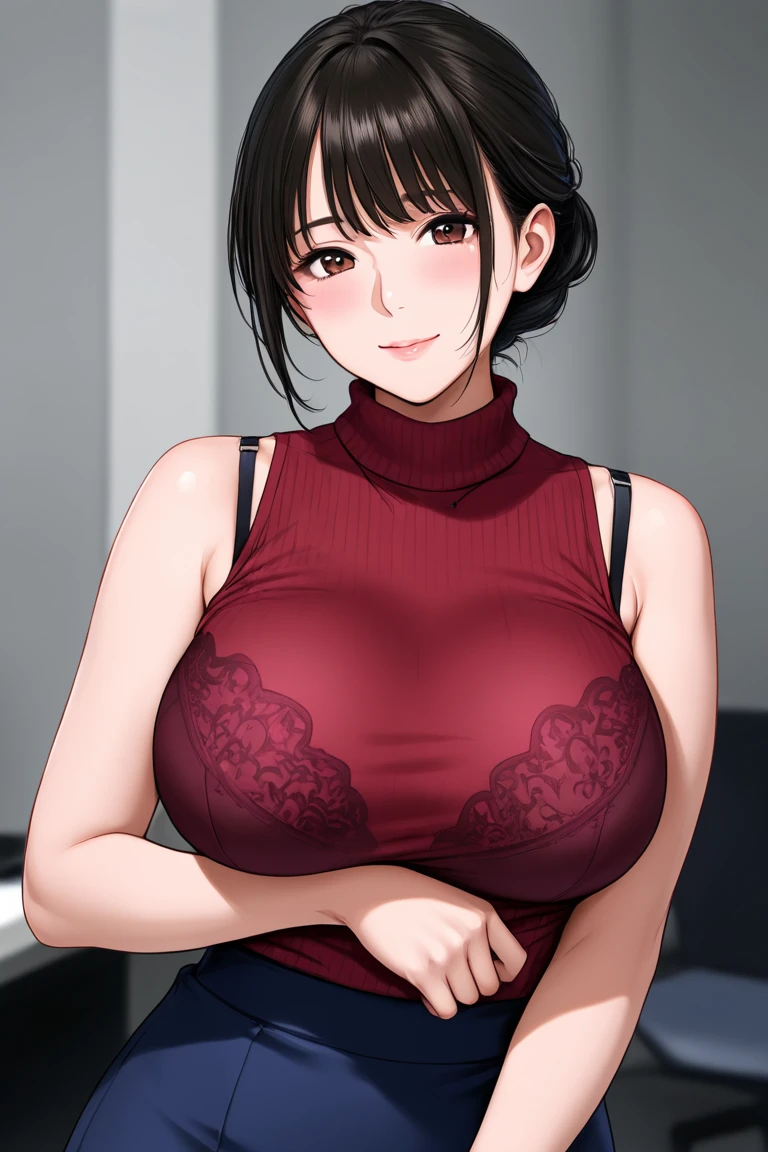 a beautiful woman,Standard red silk cheongsam,black hair,Large Breasts,Sexy,Slim body,Holding a Chinese long sword,long sword waving, (gold embroidery thread), (Such),cleavage, City,Outdoor Chinese restaurant,Open your mouth and smile