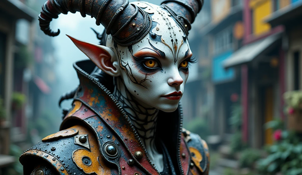 full body length shot,nerd graphite  Alien Entity native africa ,azctec Finnish Lapland,Cinematic,soft colors, Technicolor,natural skin textures, hyper realism, hyper detailed,Extremely detailed,High contrast,Masterpiece,Realistic,Ultra Detailed, intricate details,realistic humid leather,extremely intricate details,Epic Realistic, cinematic style, irina yermolova,high contrast,hdr,extremely detailed, [deep night landscape],masterpiece, intricate details, eyes extremely detailed, high detailed eyes,8k resolution,retina, Nikon Z9,orcian Egypt, Pisces, transition between two art styles,full body length, Double contact, X-ray, Creative, vivid light, fantasy, Abstract, Surrealism, super detailed, high resolution,insanity national folk wear,skin  almost translucent, gothic elements,Mestichino,Light particles,chaos,starfish's leather,"(The best lighting, dark, dramatic), terror.),(fish eyes, A Modern  USSR lab, and helmet Style, pinhead, sunset Yellow White Pink Rusty, Ambient in a meteorite crater 