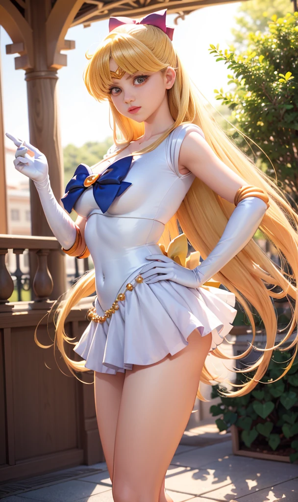 NSFW,table top、full:1.3、stand、8k、。.3D、realistic、super micro photography、highest quality、Highly detailed CG unity 8k wallpapers、from below、intricate details、(1 female)、28 years old、(sailor moon:1.6 Super Bishoujo Senshi sailor moon Mer1、Nether Warm Wind,land、sailor warrior uniform Sailor:1.5、sailor moon:1.5,Eternal sailor moon)、(Incredibly long and bright blonde pigtails:1.4、thin and very long straight twin tail blonde, bun hair、bun hair用の赤い丸い髪飾り)、((sailor warrior uniform、blue,blue sailor collar,blue prayer miniskirt:1.5、Glossy blue pleated mini skirt:1.3、big red ribbon on the chest,,,,,、white long latex gloves,red gloves on the elbows、A gorgeous golden tiara on the forehead、ear nipple rings,Gorgeous Golden Jewels))、Extremely thin and fitted high gloss white holographic leather、High-gloss white latex high-leg swimsuit that shines like oil,(facial details:1.5、bright blue eyes、Beautifull expression、beautidfull eyes、Iris overview, shining eyes、thin唇:1.5、thin and sharp pale eyebrows,、long and thick eyelashes、double eyelashes、thin, thin and muscular,,,、small face、tall and big breasts、perfect proportions、big breasts thin waist、sexy model posing、dynamic pose,visible pores、enchanting smile、perfect hands:1.5、octane rendering、very dramatic picture、(moonの神性,space background、moon明かりの光線、moon、dynamic background、exquisite light and shadow、dynamic angle、detailed background),strong natural light、sunlight、Digital single-lens reflex camera、sharp focus: 1.0、maximum clarity and sharpness
