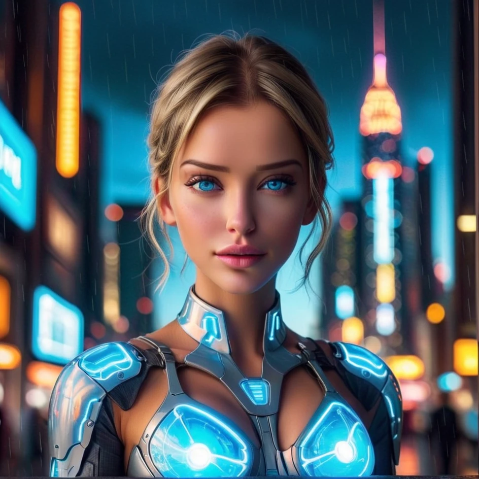 (1girl, upper body, beautiful dress), (best quality, masterpiece, high quality, 1girl, solo, (upper body, beautiful dress), illustration, beautiful detailed girl, beautiful detailed glow, beautiful detailed eyes, highres, detailed, high resolution illustraion, ultra-detailed, detailed background, beautiful detailed face), ((background: Generate a 3D banner image showcasing a futuristic cityscape at sunset. Incorporate realistic textures and lighting effects to emphasize the depth and realism of the scene. Highlight tall skyscrapers, neon lights, and flying vehicles, creating a sense of awe and wonder.))