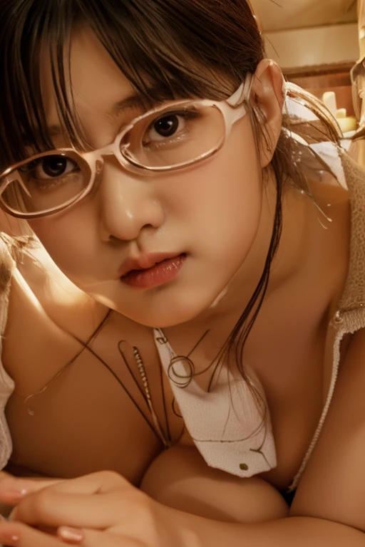20 year old Japanese idol girl alone Mature Woman Straight black hair with bangs Very small breasts Toned body Moderately sized buttocks (((Rimless Glasses))) Big eyes ((Wearing nipple covers)) (((Black small panties))) ((Expressing the see-through nipples)) (((Expressing the protrusion of the nipple))) ((garter belt)) 8k Realistic ((sit with your back to the camera)) ((Back view of a person sitting upright)) ((Turn around and make eye contact)) ((Stick your butt out)) ((Emphasize the buttocks)) ((Emphasizing the crotch)) Highly detailed face Highly detailed limbs Anatomically accurate depiction of the body Detailed Asian skin tones Correct face and body balance