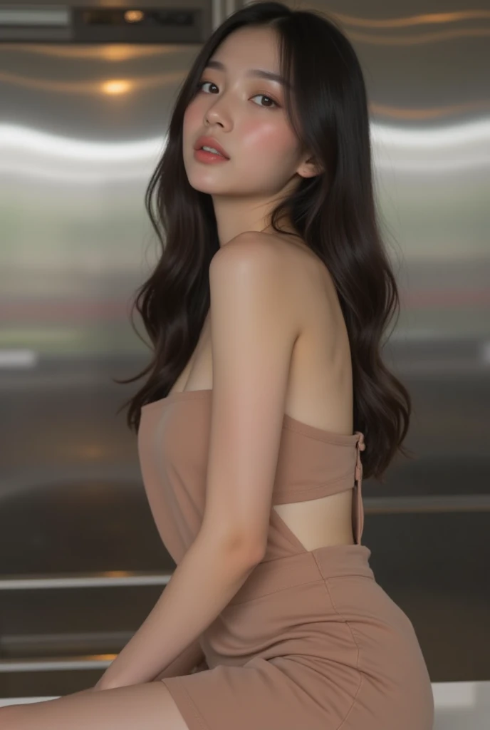 photo of a 18 y.o girl, beautiful vintage color, instagram (photorealistic, high resolution:1.4), ((puffy eyes)), looking at viewer, , full body (8k, RAW photo, best quality, masterpiece:1.2), (realistic, photo-realistic:1.37), (sharp focus:1.2), professional lighting, photon mapping, radiosity, physically-based rendering, (pale skin:1.2), (huge breasts:1.2), looking at viewer, (middle hair:1.5), portrait, purple eyes, (sliver hair:1.1), bangs, (simple background:1.4), solo, upper body, realistic, (masterpiece:1.4), (best quality:1.4), (shiny skin), fashion girl, makeup, smile(skinny, closed mouth,shy:1.3), (sheer sun dresses:1.5513), (standing:1.1), medium bust, sexy pose, {NSFW:2.0},