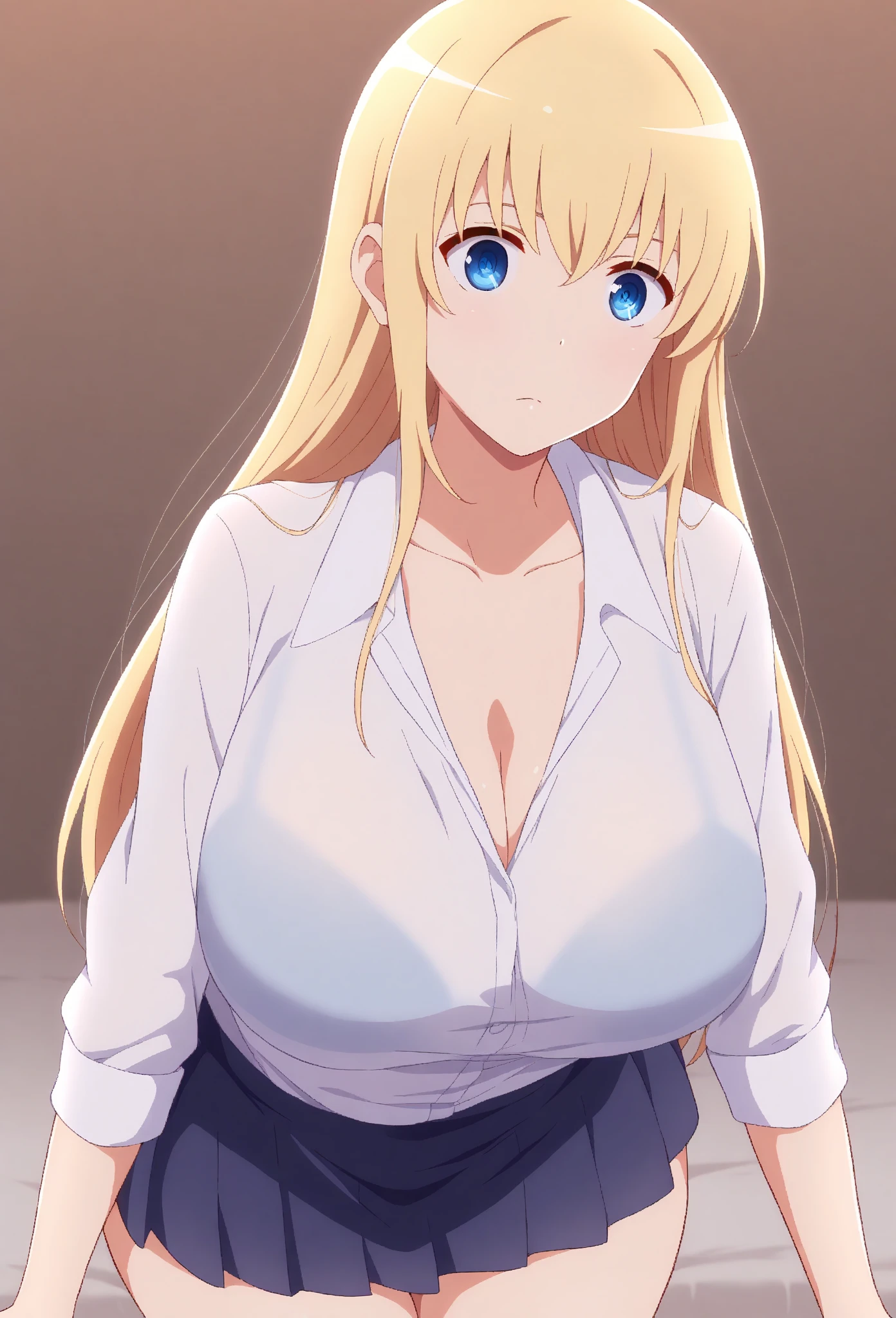 Naruto a beautiful girl character tsunade with a white shirt a little open with big breasts tsunade who masturbates in her bed 