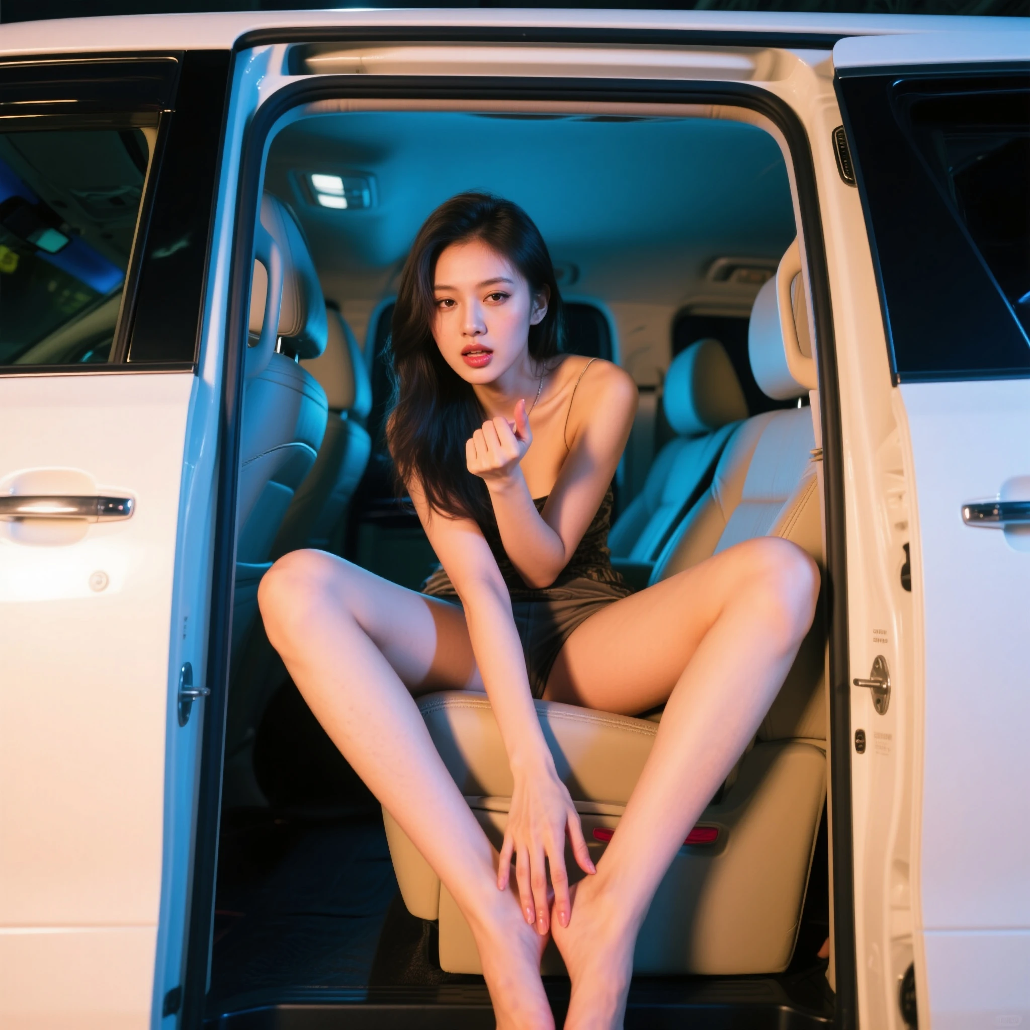 SFW, (Closeup from Ass to Face) ExtremelyDetailed (SchoolGirl Lying back on Car) Spread Legs Up, perfect face, Brilliant(Tiny Crown), Detailed(Delicate Clothing textures), SailorUniform with Red Ribbon, (((WhitePanties))), Perfect Hand with 4fingers and one thumb, Corrected Childish fingers, corrected leg to foot line, ((Starry Colorful Lights at Dusk City Street))((specular reflection of car body)), ((Hidden Arm) Hidden Sole) Red[Highheels], TopQuality 8K Ultra-detailed masterpiece(ProfessionalPhoto:1.37)(Acutance:0.8)