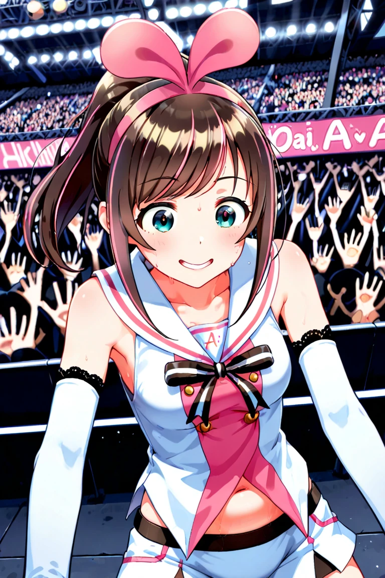 Ochako_Uraraka, One girl, 一人in, blush_Stickers, Looking_in_Audience, A light smile, Are standing, cloudy_null, (bunny), strapless leotard, Fishnet tights, bunny ears, Detachable collar, Wrist cuff, High heels, Very detailed, masterpiece, High resolution, illustrinion
