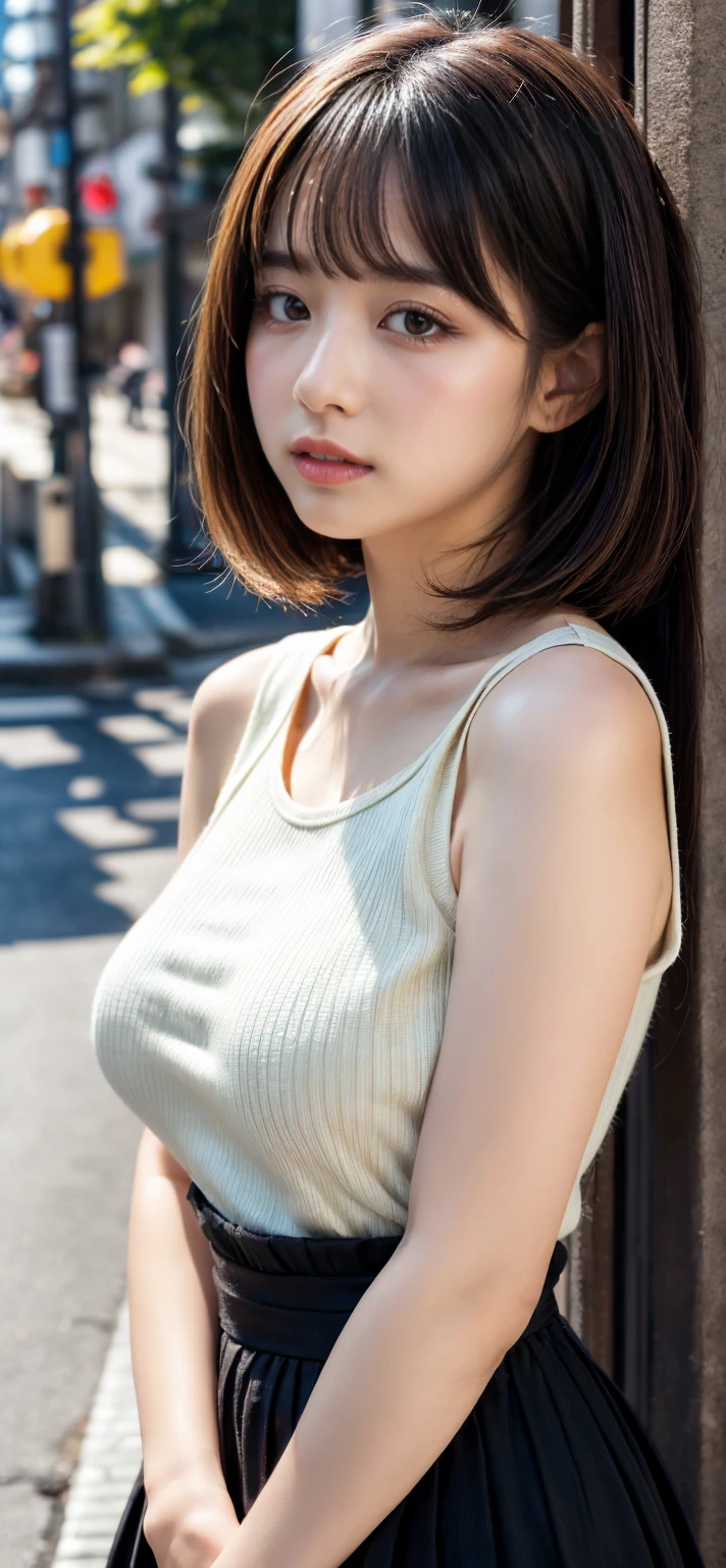 Super detailed, Ultra-high resolution, (Realistic, photo realistic:1.37), High-definition RAW color photos, Professional photos, Very delicate and beautiful, Very detailed, 8k wallpaper, wonderful, In detail, Large file size, Very detailed beautiful girl, very detailed face, very detailed eyes, Very detailed skin, Very detailed fingers, Highly detailed nose, Highly detailed mouth, Perfect Anatomy, Highly detailed background, (Famous Japanese actresses:1.2), (Gal:1.5), (A moderately sized chest), Brown people, Dark Skin, Blonde, (Very short hair:1.2), (smile:1.2), (The wind is blowing:1.3), Dynamic pose, No bra and T-shirt, fly in the sky, Stunning skyscraper background, Amazingly beautiful, blush, Fantasy, Very detailed, Dynamic Lighting, Daytime, cowboy shot, (masterpiece:1.2)