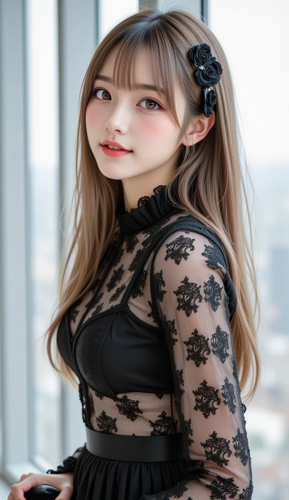gray hair、long flowing hair、strong wind、purple eyes、shining eyes、体に張り付くtentacle、White latex suit、Mollusk girl、big breasts、Her face and chest are lively、I can see the cleavage。photo realistic、portfolio、Biotech Cyborg、Gothic Lolita details、tentacle、Details of biological components、bundle of tubules、Sea anemone、Nudibranch、Luminous tube、detailed neon、Fine LED、golden small parts, (8k, highest quality, masterpiece:1.2), (realistic, photorealistic, photo-realistic:1.37), super detailed,
detailed and beautiful eyes, beautifully detailed nose, highlight brown hair, blonde, mole under left eye, blue highlighted hair, big breasts, perfect body, perfect breasts, perfect abs, huge breasts, (huge breasts :1.3),((side boob)),(belittle, put your hands behind your head, big breasts:1.3,
