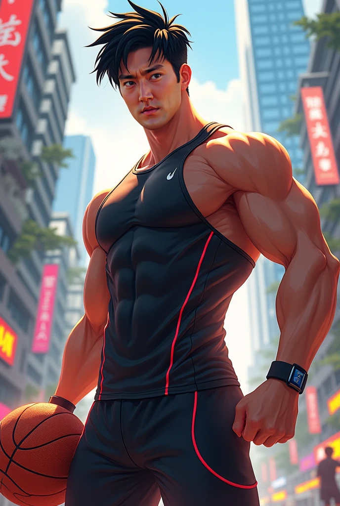 Japanese strong muscular thick legs big chest 