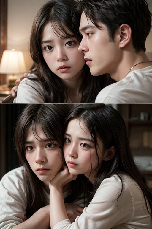 In the room, a handsome guy was hugging the female doctor tightly.
