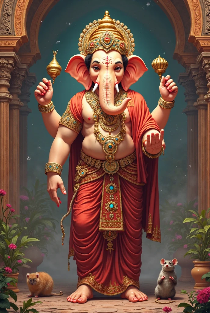 A Ganpati bappa with mouse and with cool pose