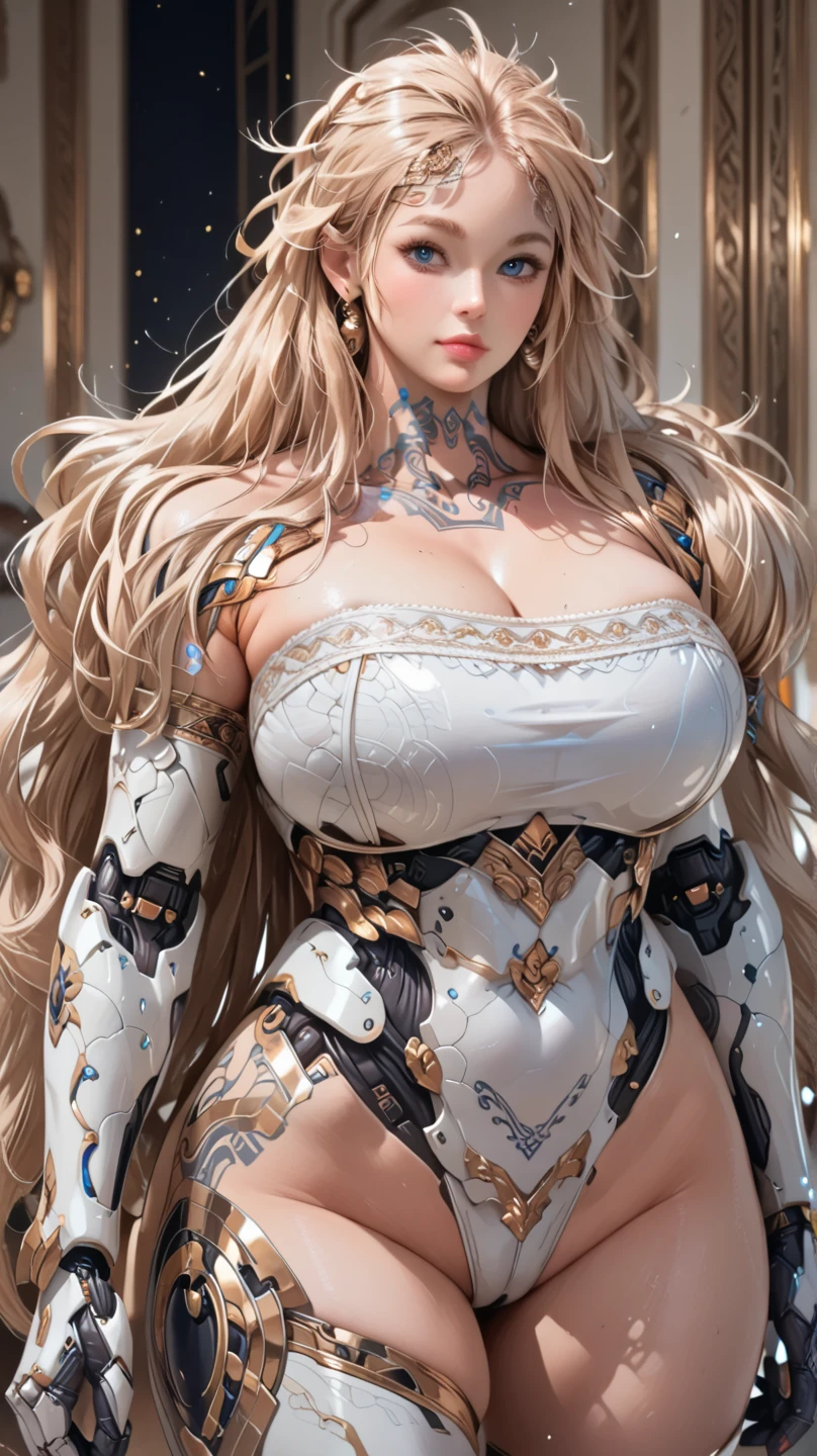 Extremely realistic and detailed image quality、(((Iron Fan)))A female playboy from Dragon Quest 3 points and winks at you、Blonde hair with outward curls、A bunny suit with a very small amount of fabric、Rabbit ear hair band、Bust 110cm、M cup super busty、The shape of the erect nipples is visible、The areola is protruding、Adult sexy woman