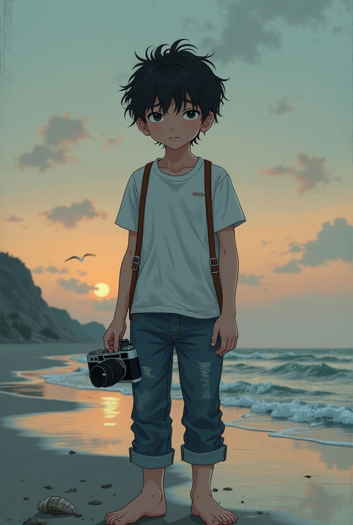 A little boy sits on the roof, Sunset Miyazaki style SO-2:3